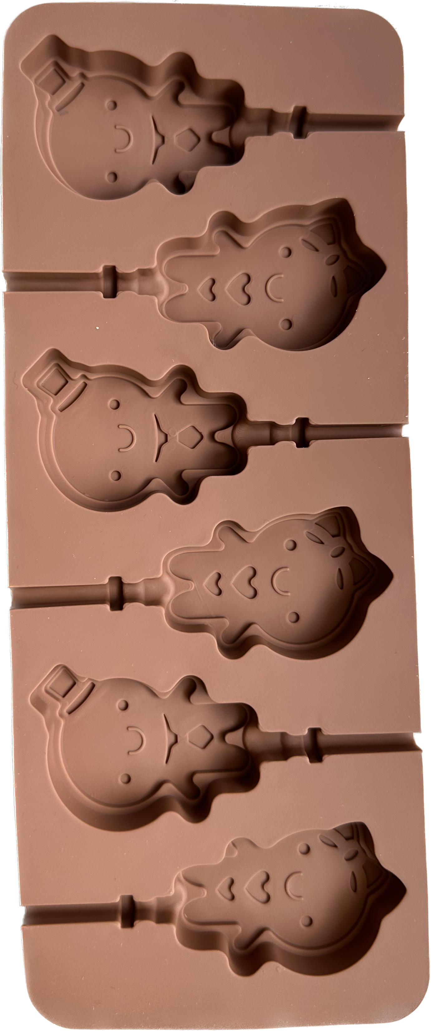 Molde de silicona para paleta tipo chupeta niña con moño y niño con sombrero