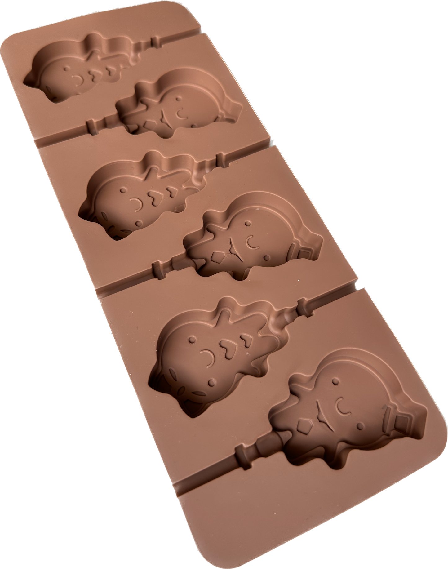 Molde de silicona para paleta tipo chupeta niña con moño y niño con sombrero