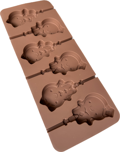 Molde de silicona para paleta tipo chupeta niña con moño y niño con sombrero