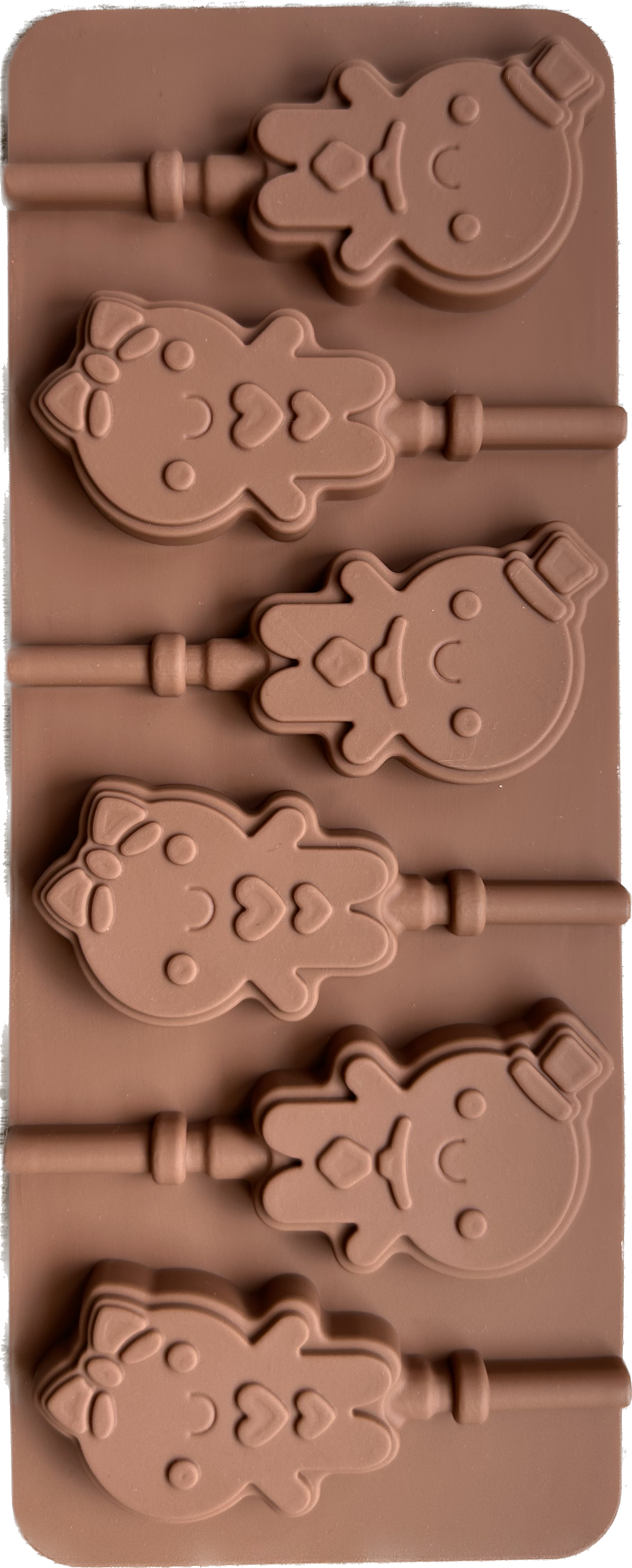 Molde de silicona para paleta tipo chupeta niña con moño y niño con sombrero