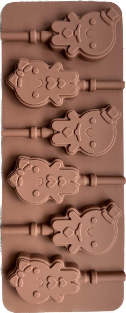 Molde de silicona para paleta tipo chupeta niña con moño y niño con sombrero