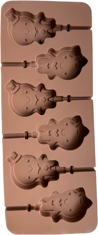 Molde de silicona para paleta tipo chupeta niña con moño y niño con sombrero