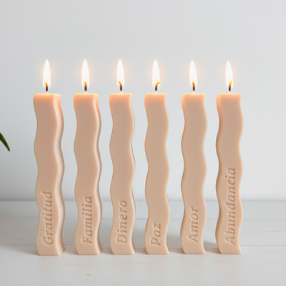 Molde velas de los deseos intensiones onduladas letra separada