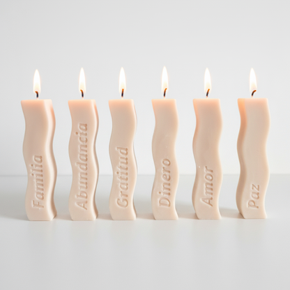 Molde velas de los deseos intensiones onduladas letra separada