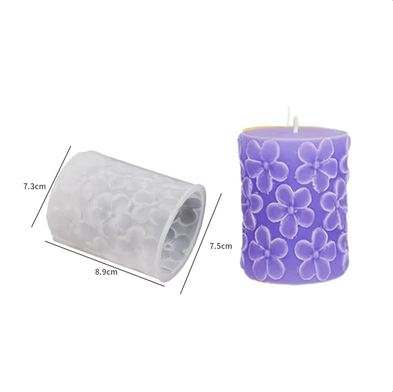 Molde silicona vela cilindrico flores A