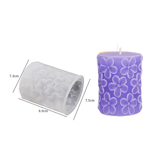 Molde silicona vela cilindrico flores A