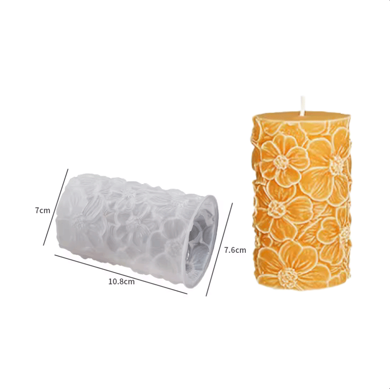 Molde silicona vela cilindrico flores B
