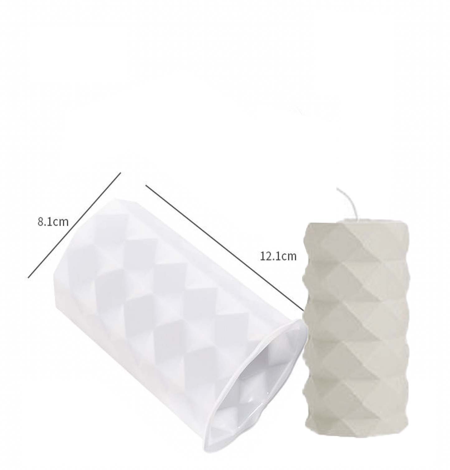 Molde silicona vela cilindrico prismas