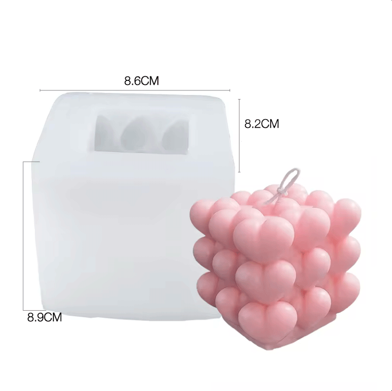 Molde silicona vela forma cubo corazones