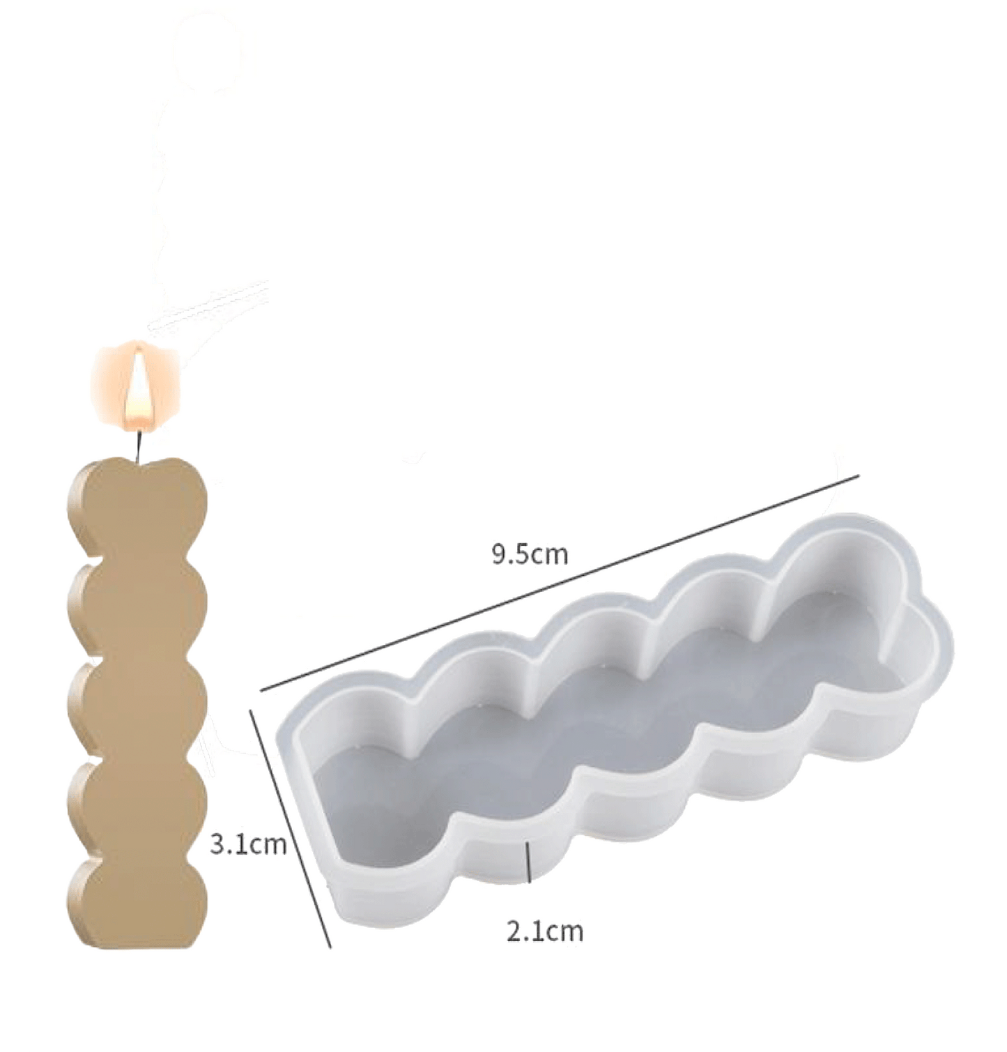 Molde silicona vela forma torre de corazones mediana