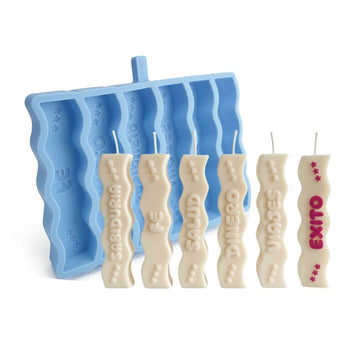 Molde para velas de los deseos ondulado con letra en relieve