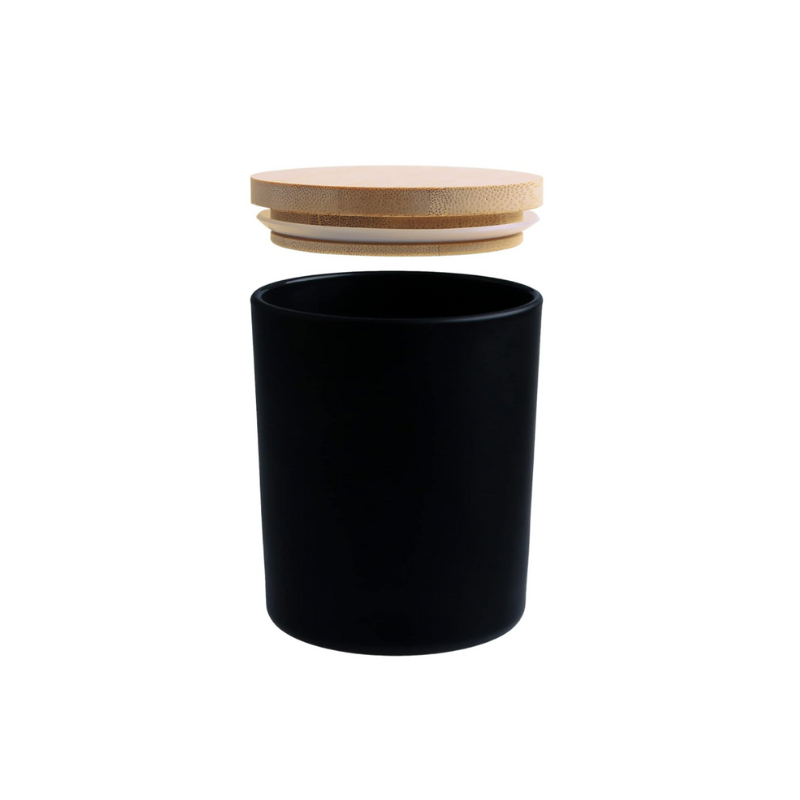 Contenedor vidrio esmerilado negro