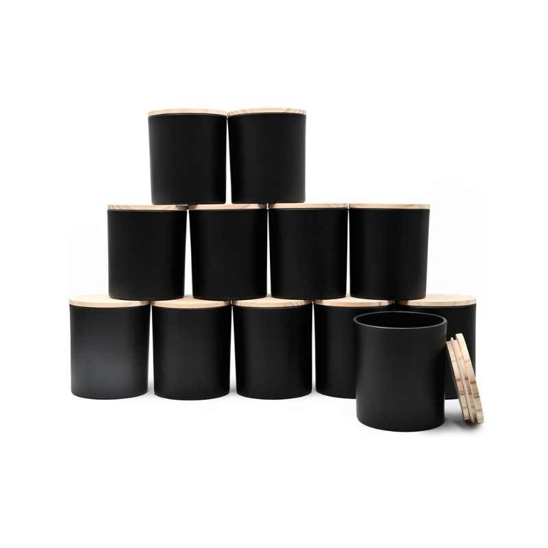 Contenedor vidrio esmerilado negro