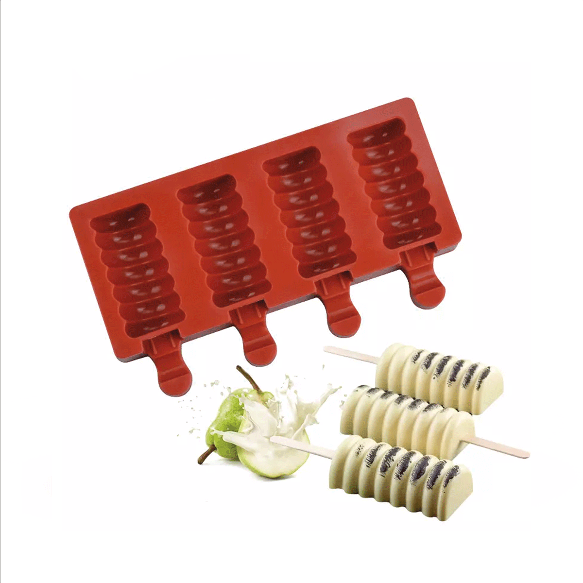 Molde paleta helado rizada x 4 cavidades