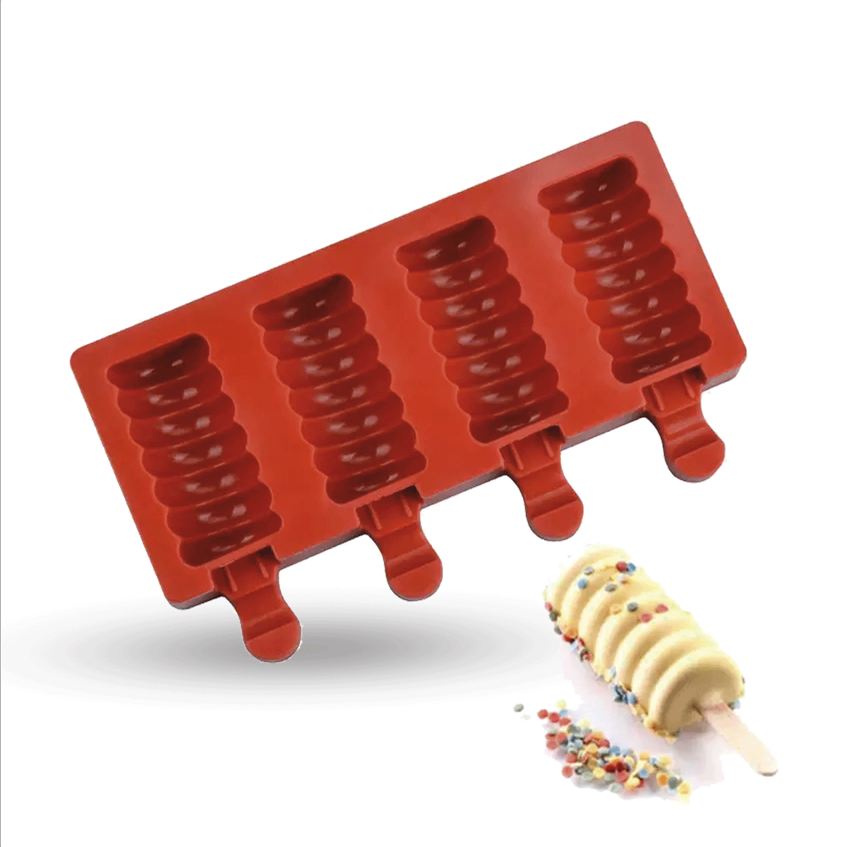 Molde paleta helado rizada x 4 cavidades
