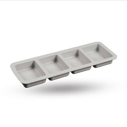 Molde rectangular bordes redondos 4 cavidades