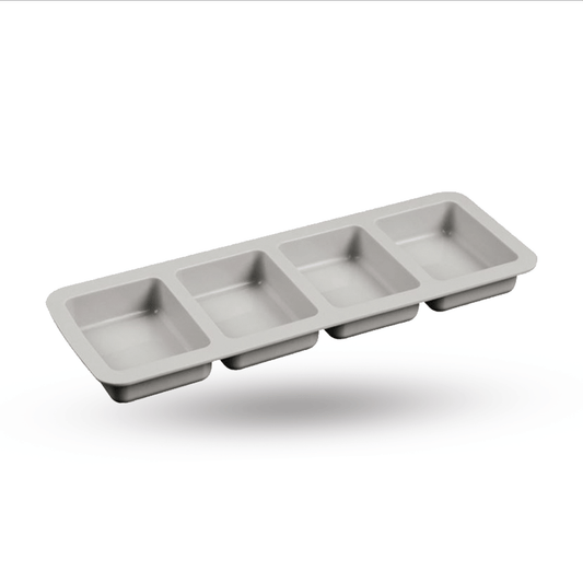 Molde rectangular bordes redondos 4 cavidades