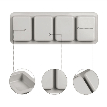 Molde rectangular bordes redondos 4 cavidades