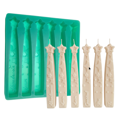 Molde velas de los deseos intensiones estrellas letra cursiva